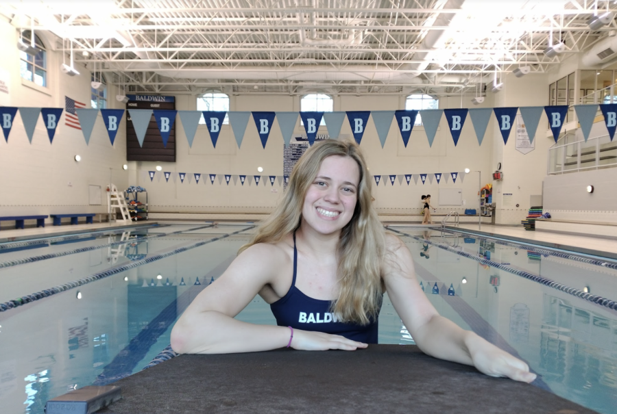 Swimmer Gemma Young 24 in the Baldwin pool.