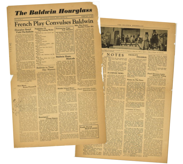 Pages+of+the+oldest+issue+of+The+Hourglass+%28published%0Aon+February+14%2C+1947%29+in+the+Baldwin+archives