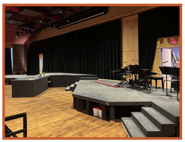 Stage for the Upper School production of Jesus Christ Superstar in Diamond Hall in the Simpson Center.